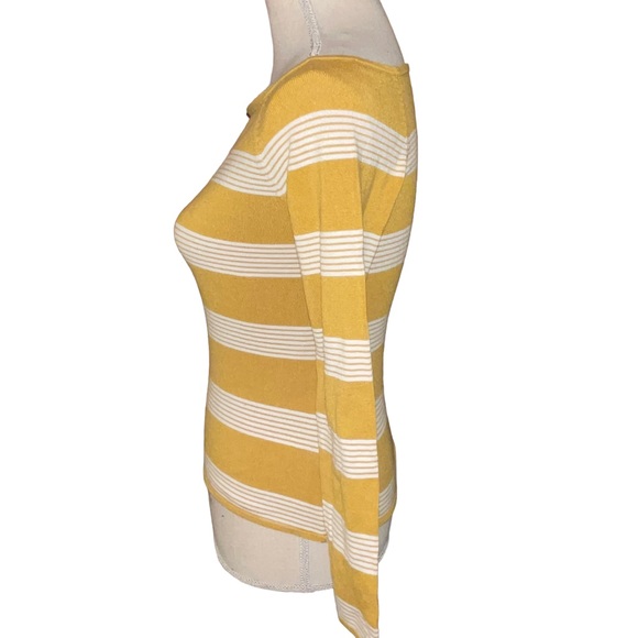 H&M Women’s Long Sleeve Tunic/Sweater Size Medium Mustard With White Stripes - Picture 3 of 6